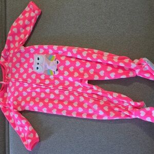 Carter's Simple Joys Pink Heart Footie with Owl Appliqué